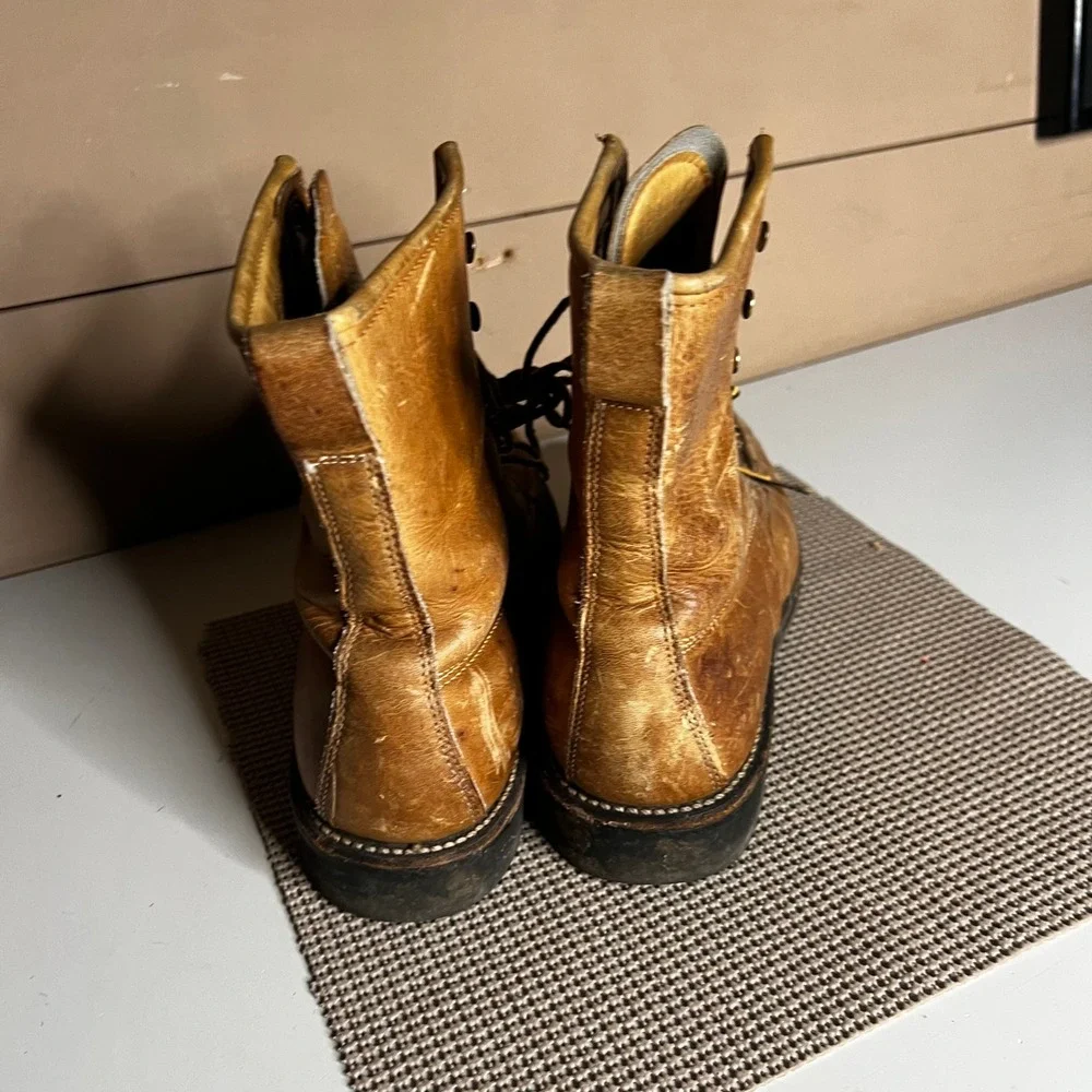 Herman Survivor Boots Mens 7 Leather Moc Toe Oil Resistant Work Boots Vintage